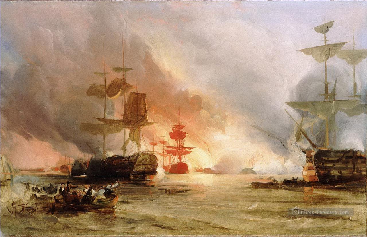 Le bombardement d’Alger 1816 par George Chambers Senior Navire de guerres Peintures à l'huile
